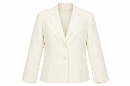 ELEGANCE Womens Ivory Striped Polyester Jacket Suit Jacket Size 14