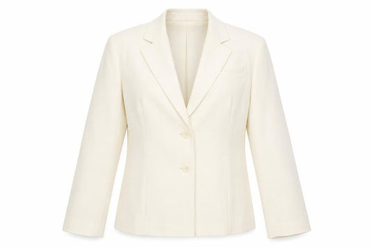ELEGANCE Womens Ivory Striped Polyester Jacket Suit Jacket Size 14