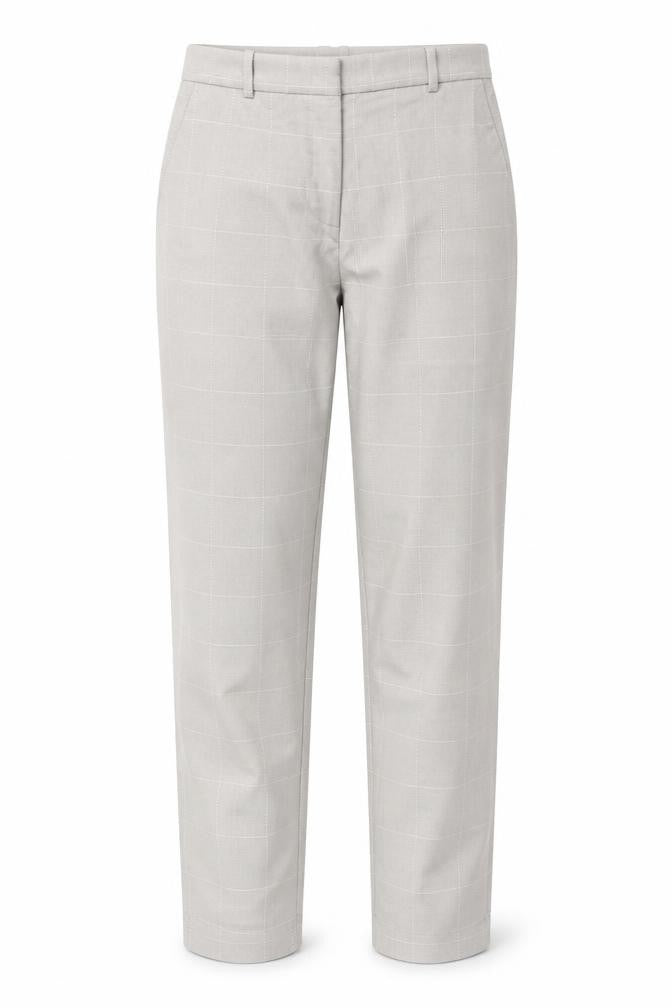 H&M Womens Grey Plaid Cotton Trousers  Size 10 L27 in Regular Button