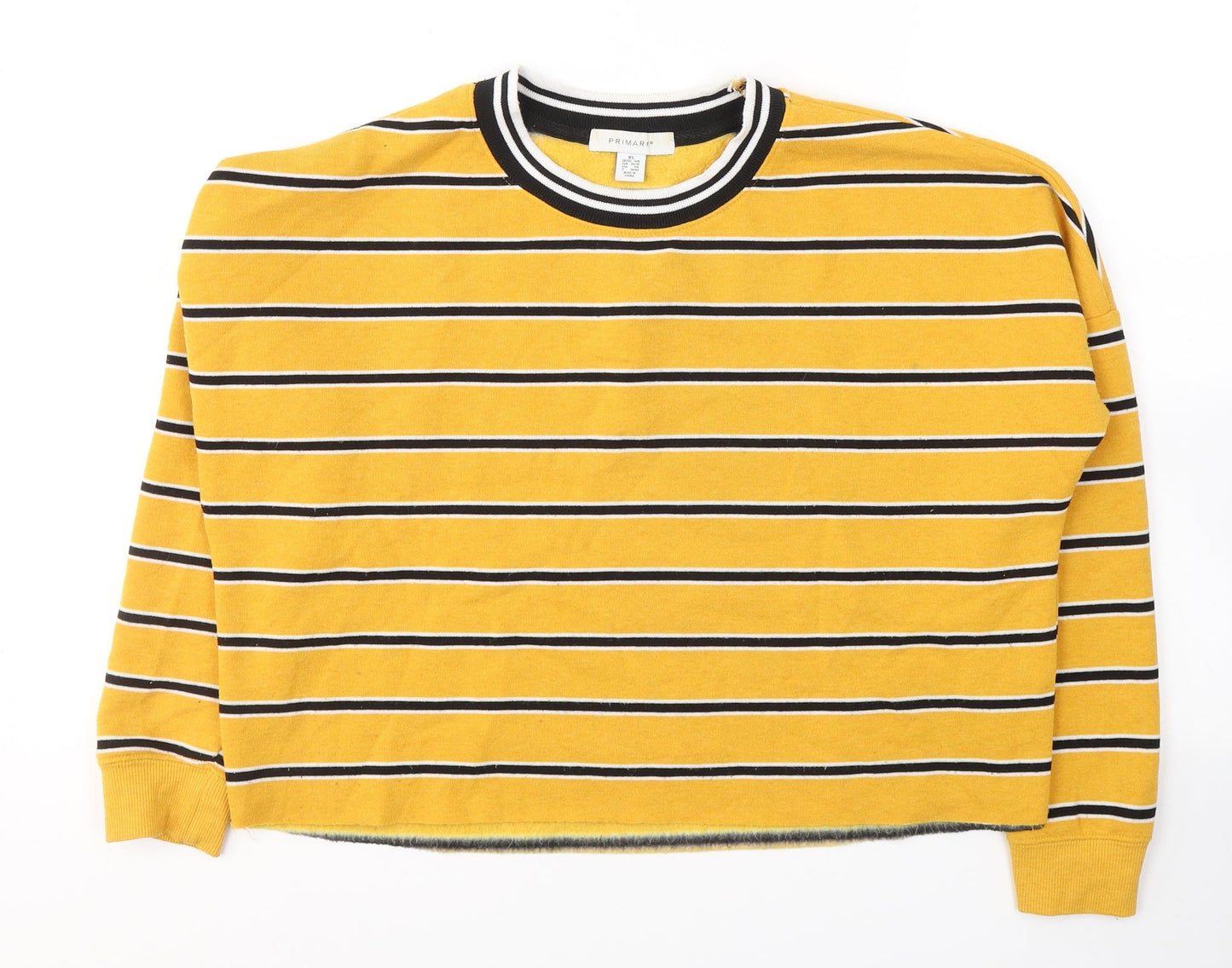Primark Womens Yellow Striped Polyester Pullover Sweatshirt Size XS  Pullover