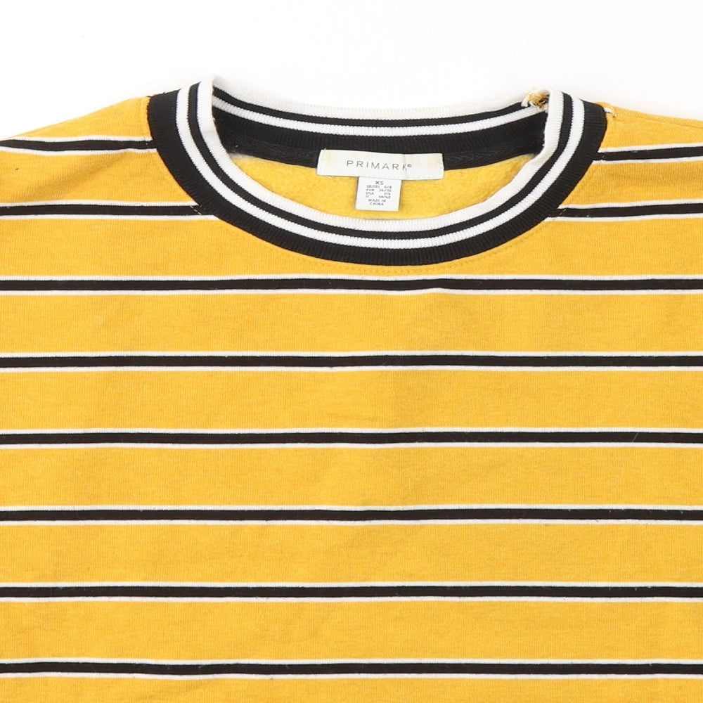 Primark Womens Yellow Striped Polyester Pullover Sweatshirt Size XS  Pullover