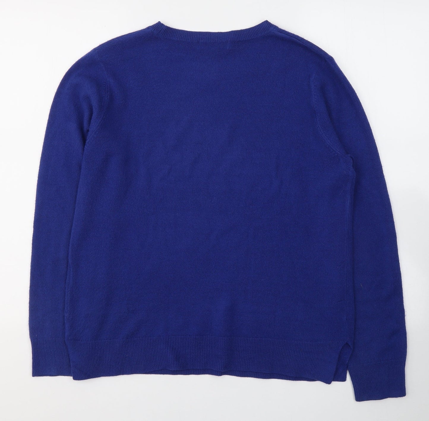 Marks and Spencer Womens Blue  Acrylic Basic Blouse Size 14 Round Neck
