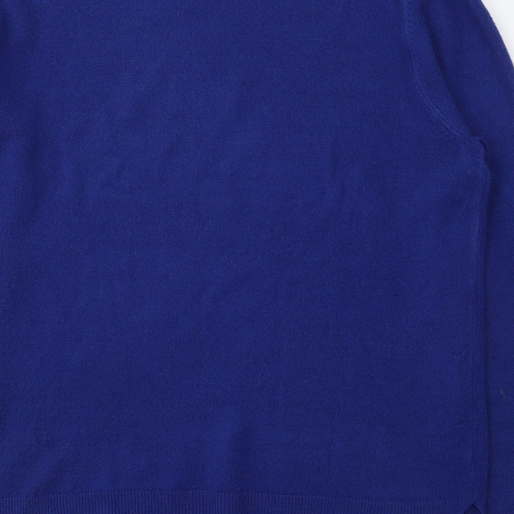 Marks and Spencer Womens Blue  Acrylic Basic Blouse Size 14 Round Neck