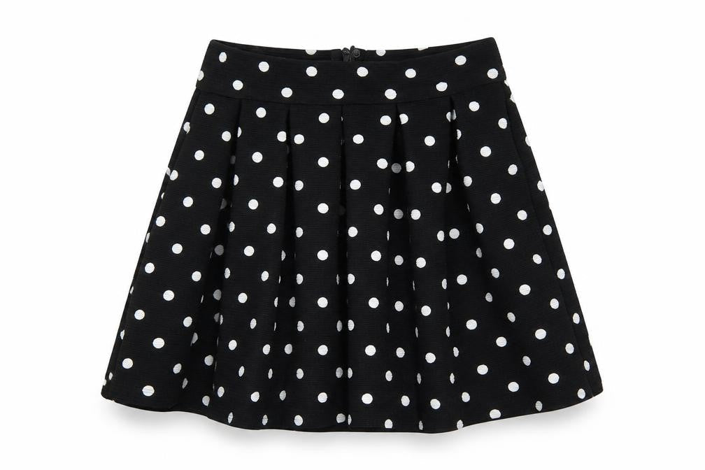 Dunnes Stores Girls Black Polka Dot Polyester Skater Skirt Size 8 Years  Regular Zip