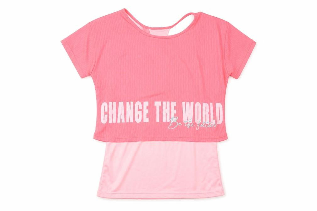 Dunnes Stores Womens Pink  Polyester Basic T-Shirt Size M Crew Neck - Change The World