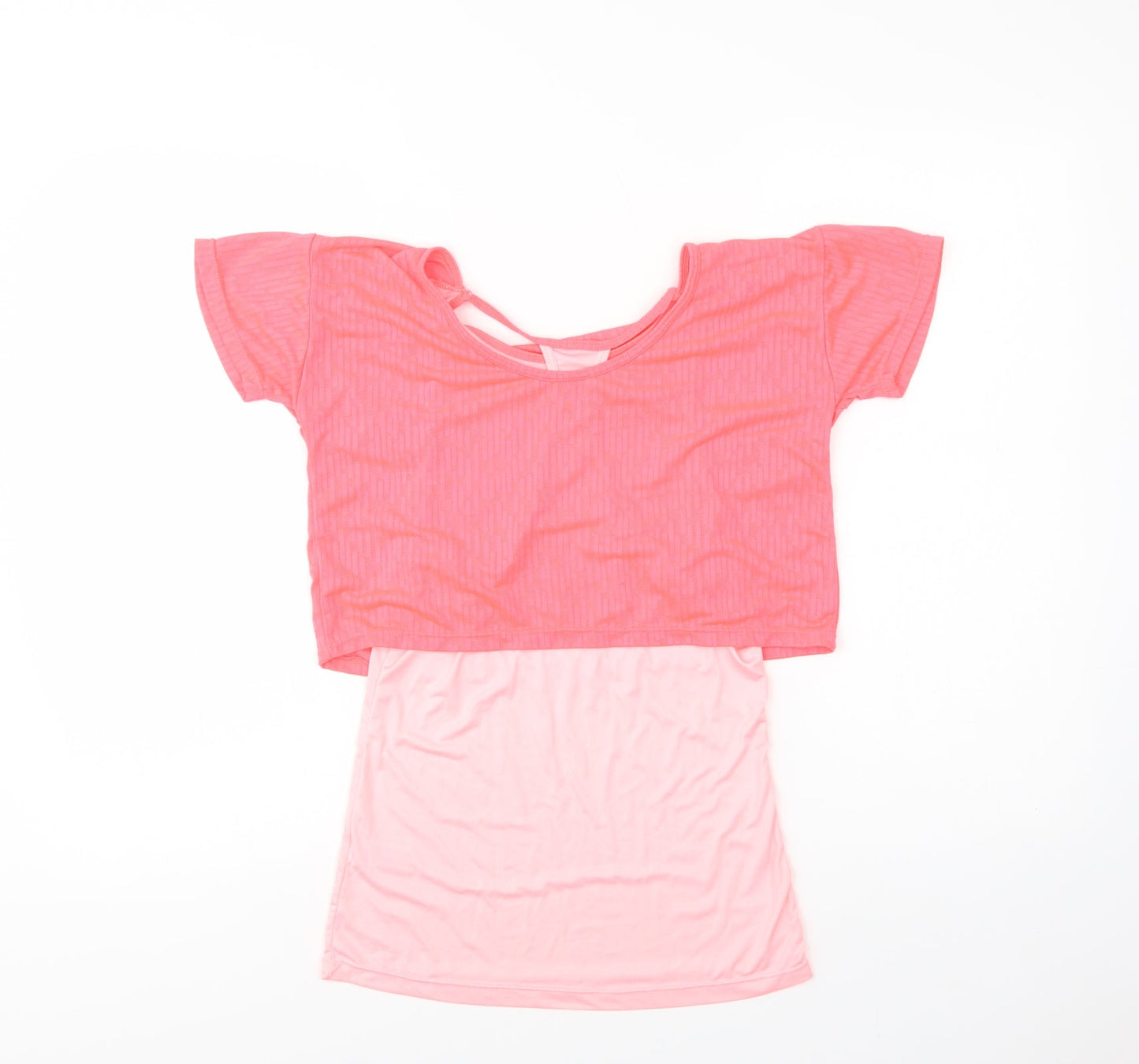 Dunnes Stores Womens Pink  Polyester Basic T-Shirt Size M Crew Neck - Change The World