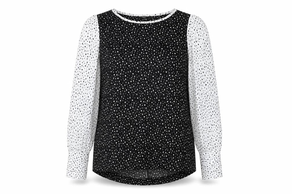 NEXT Womens Black Geometric Polyester Basic Blouse Size 12 Boat Neck