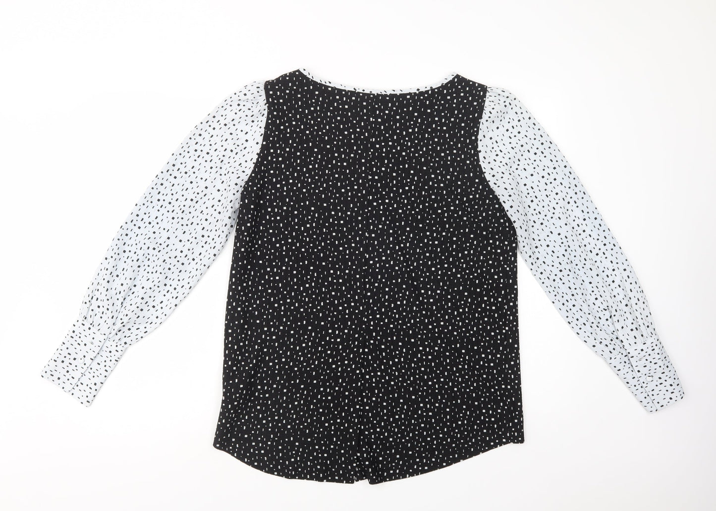 NEXT Womens Black Geometric Polyester Basic Blouse Size 12 Boat Neck