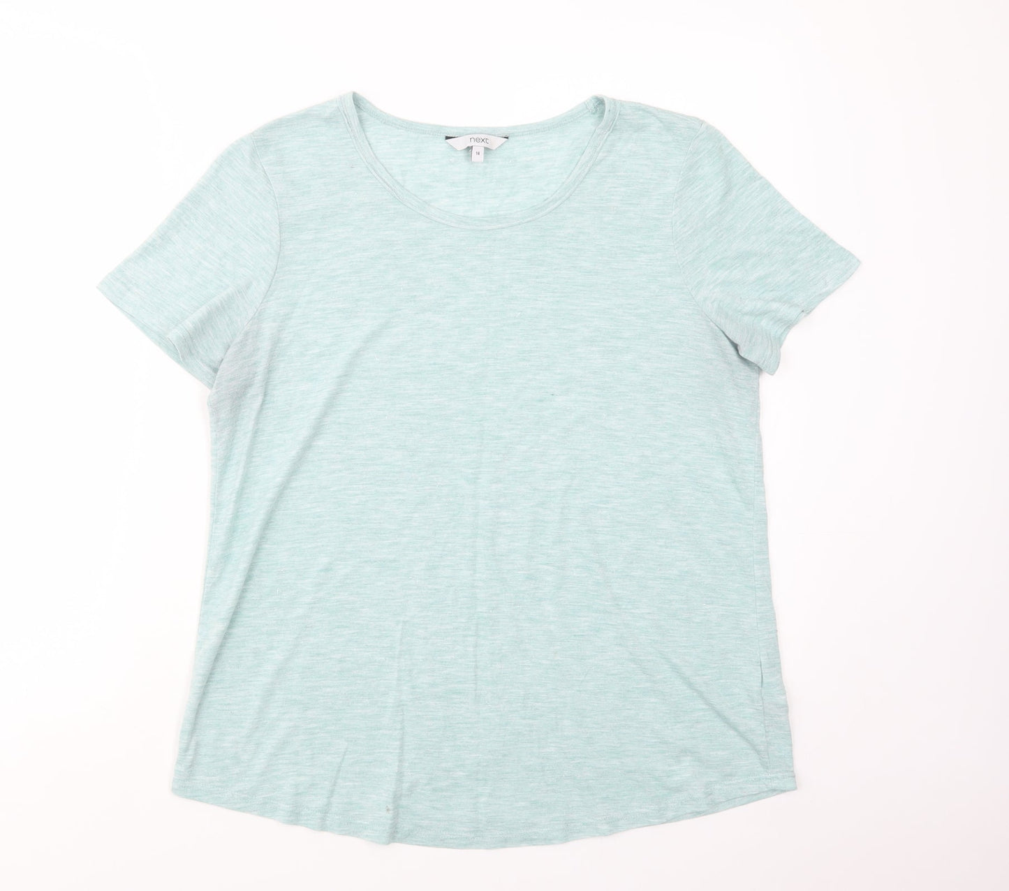NEXT Womens Green  Viscose Basic T-Shirt Size 14 Crew Neck