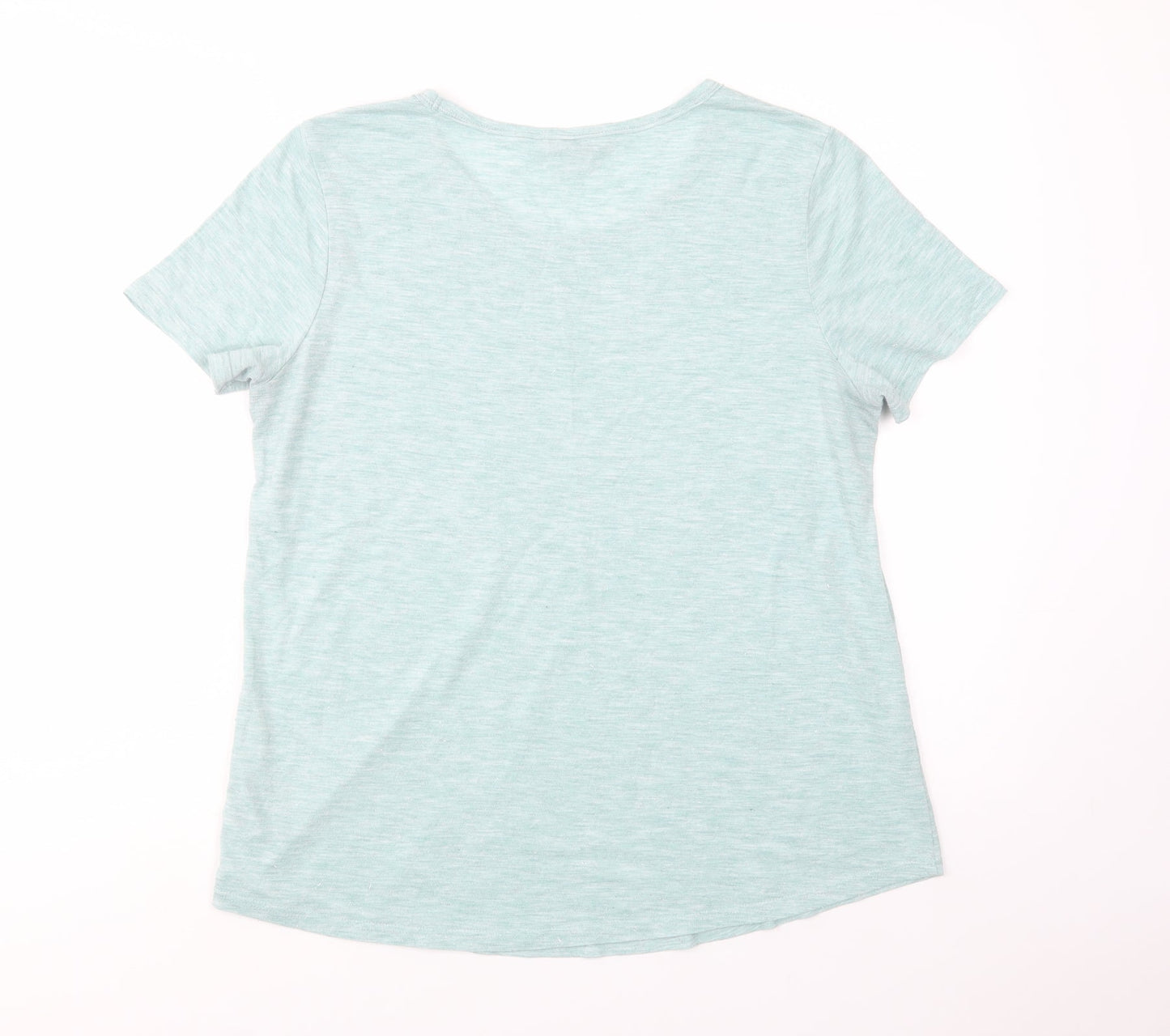 NEXT Womens Green  Viscose Basic T-Shirt Size 14 Crew Neck