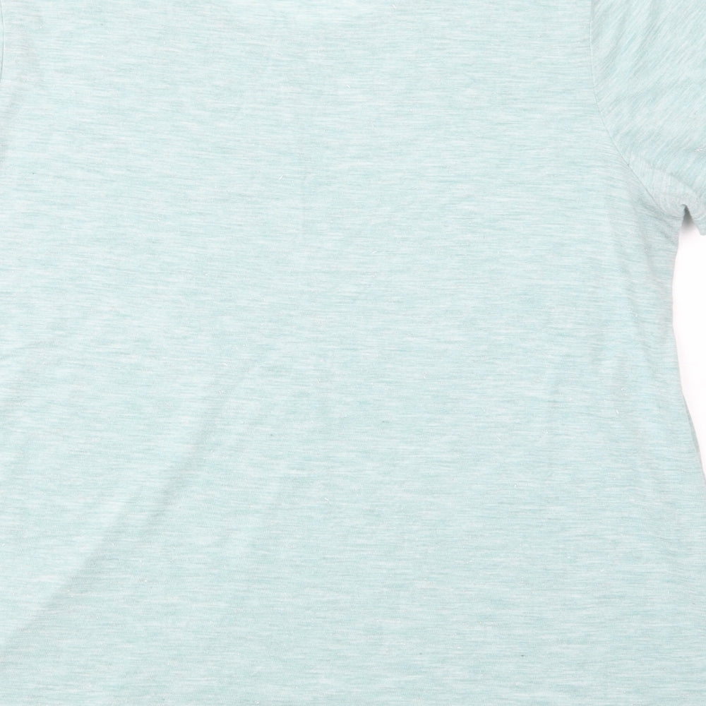 NEXT Womens Green  Viscose Basic T-Shirt Size 14 Crew Neck