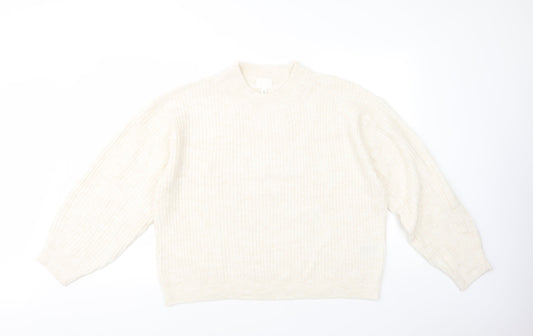H&M Womens Beige Crew Neck  Polyester Pullover Jumper Size M