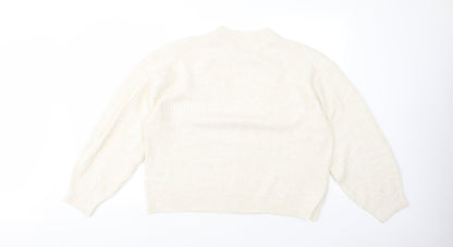 H&M Womens Beige Crew Neck  Polyester Pullover Jumper Size M