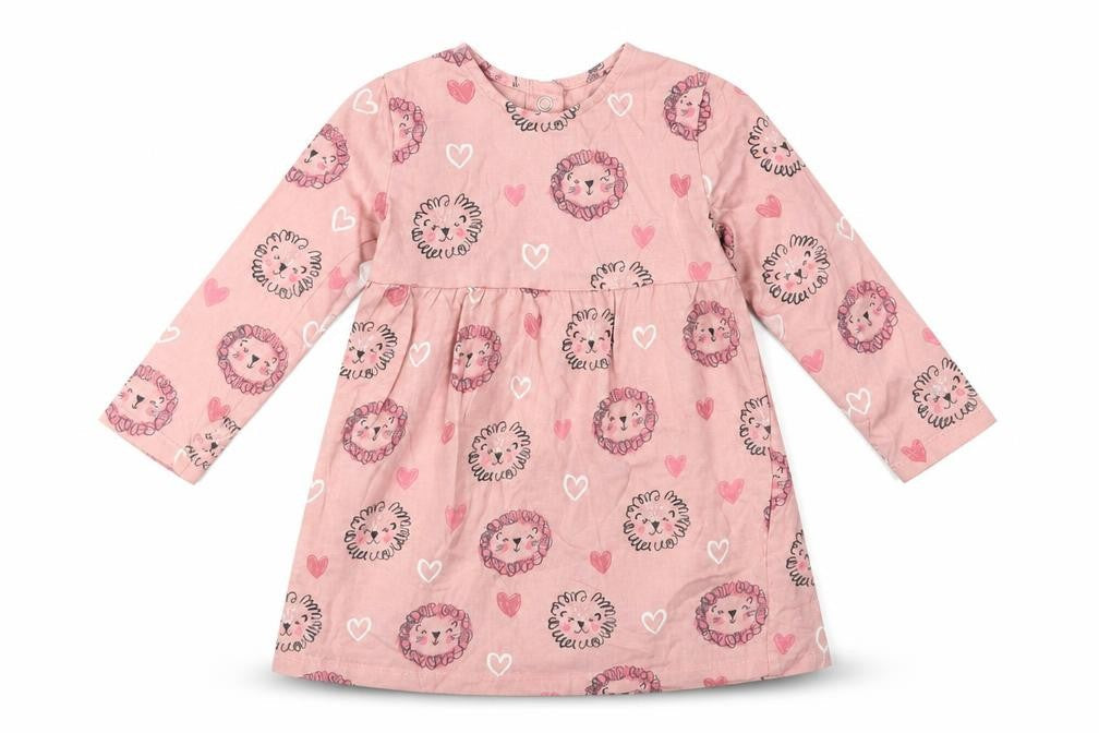 George Baby Pink Geometric Cotton A-Line  Size 12-18 Months  Crew Neck Snap - Cute Lion