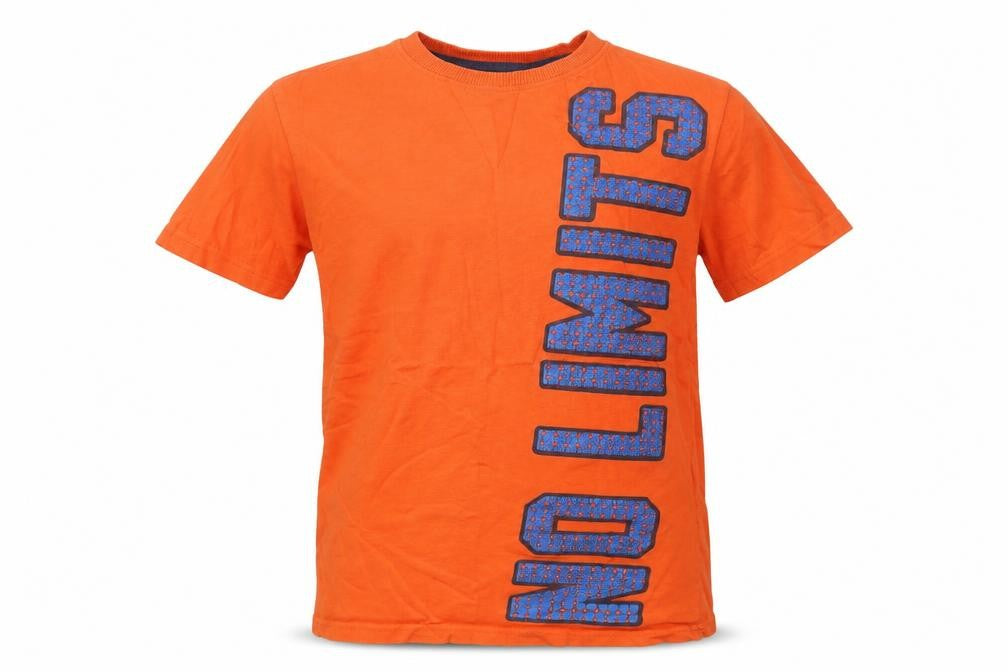 Dunnes Boys Orange  Cotton Ringer T-Shirt Size 12-13 Years Crew Neck Pullover - No Limits