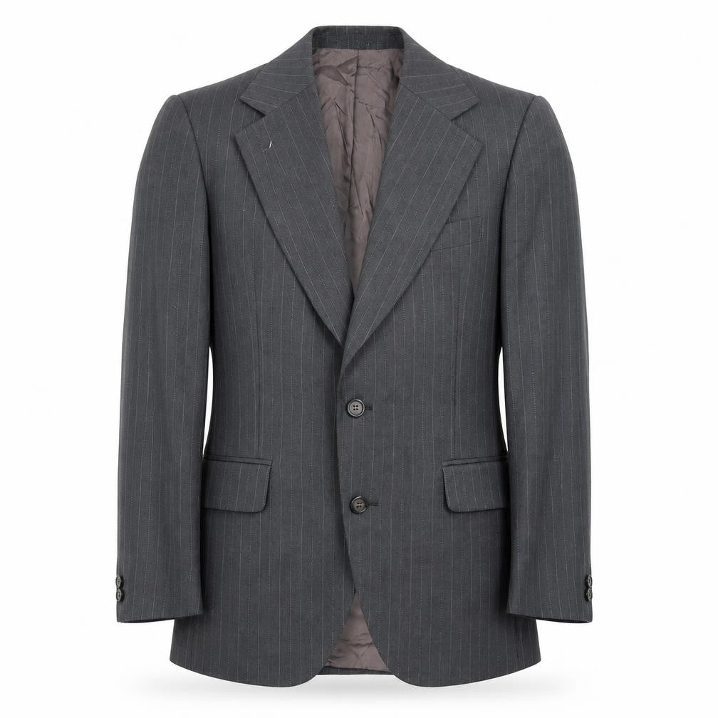 Smart Alex Mens Grey Striped Polyester Jacket Blazer Size 36