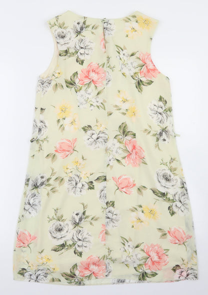 Preloved Atmosphere Womens Beige Floral Polyester A-Line  Size 10  Round Neck Button - Back