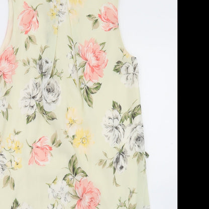 Preloved Atmosphere Womens Beige Floral Polyester A-Line  Size 10  Round Neck Button - Detail