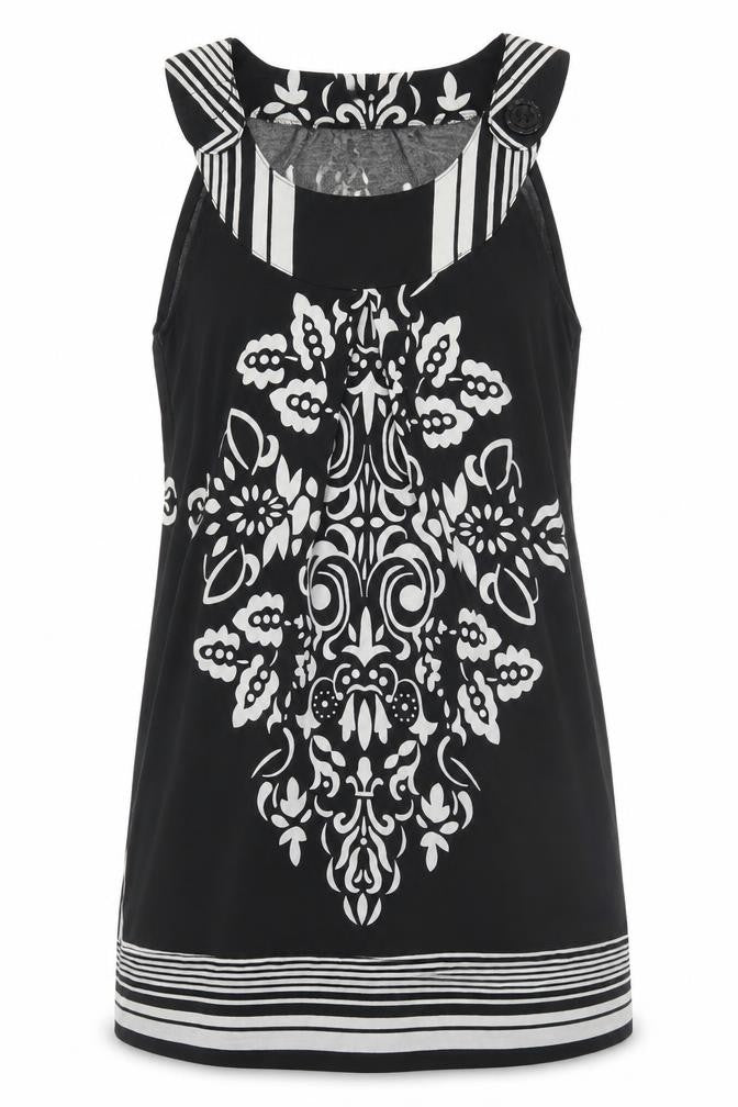 PussyCat Womens Black  Polyester Tunic Blouse Size S Round Neck