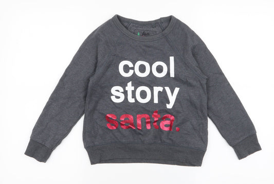 NEXT Boys Grey  Cotton Pullover Sweatshirt Size 7 Years  Pullover - Cool Story Santa, Christmas