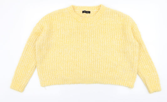 New Look Womens Yellow Round Neck  Acrylic Pullover Jumper Size M