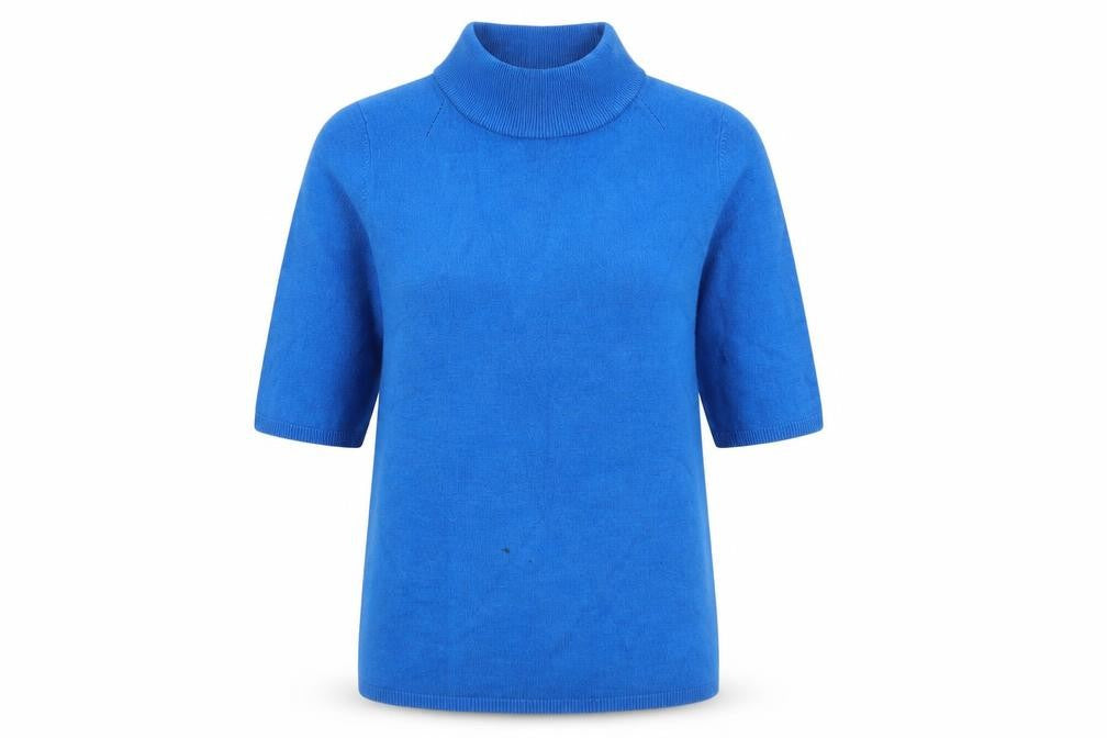 Marks & Spencer Womens Blue High Neck  Acrylic Pullover Jumper Size 8