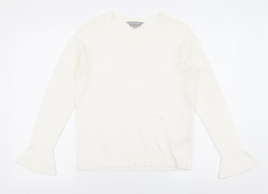 dorothy perkins  Womens White Round Neck  Acrylic Pullover Jumper Size 12