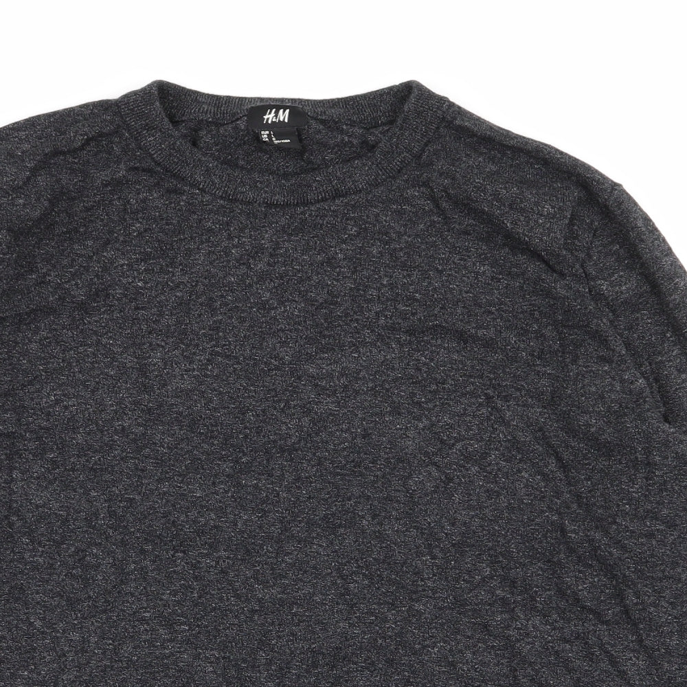 H&M Mens Grey  Cotton Pullover Sweatshirt Size L