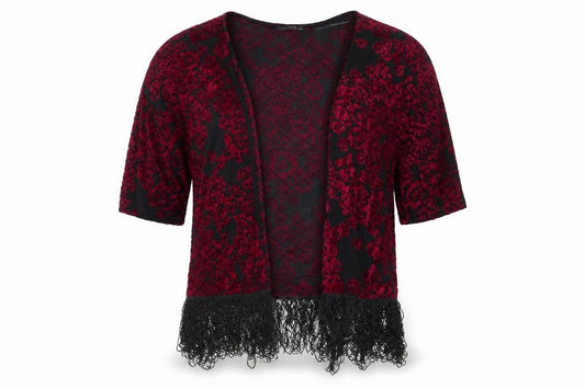 Atmosphere Womens Red V-Neck Floral Polyester Cardigan Jumper Size XS