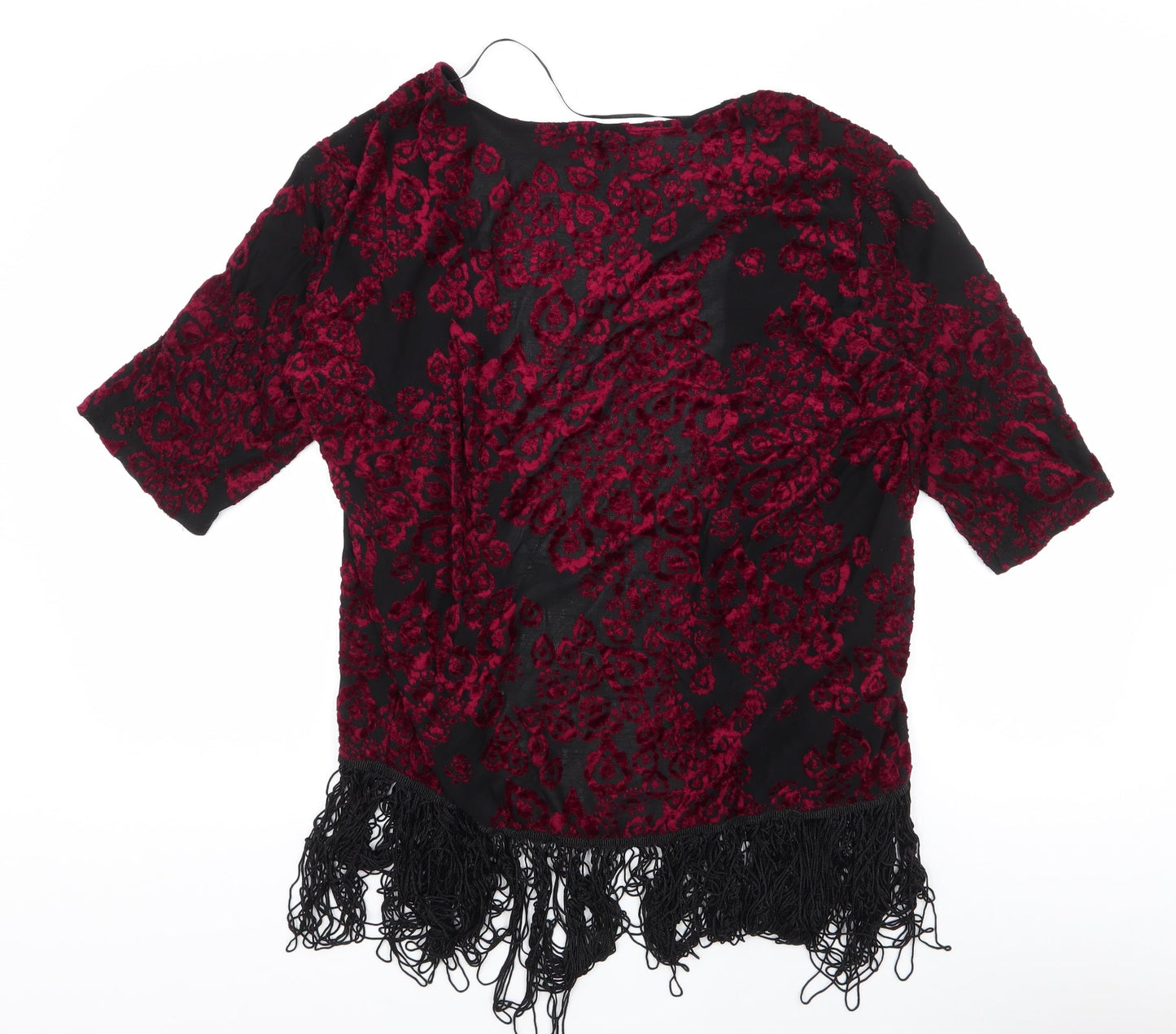 Atmosphere Womens Red V-Neck Floral Polyester Cardigan Jumper Size XS