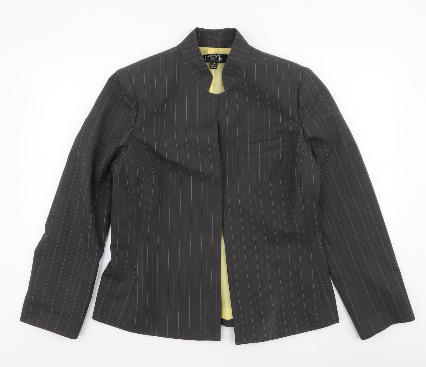 Kasper Womens Grey Striped  Jacket Blazer Size 12