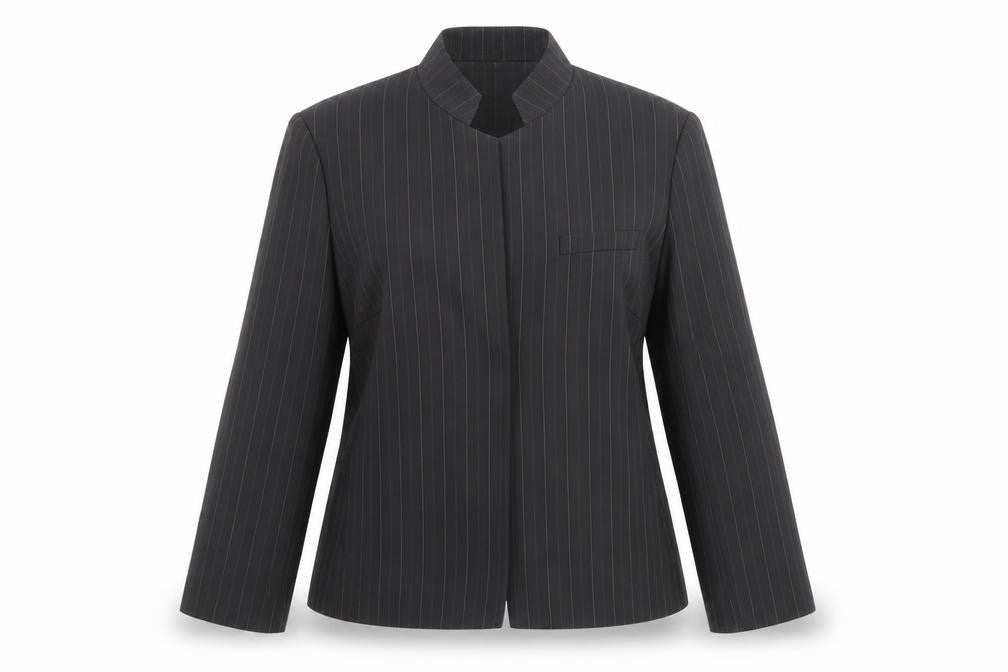 Kasper Womens Grey Striped  Jacket Blazer Size 12