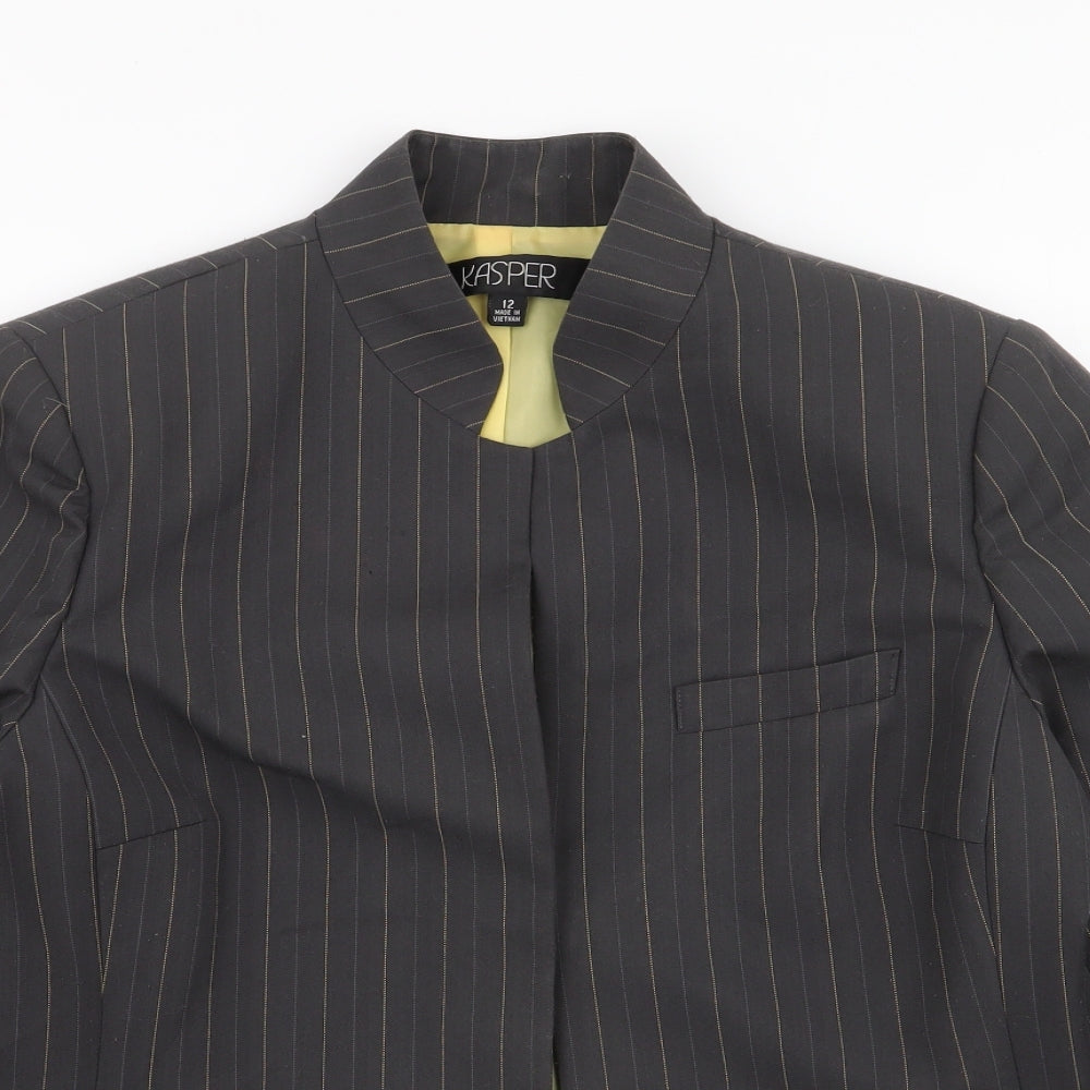 Kasper Womens Grey Striped  Jacket Blazer Size 12