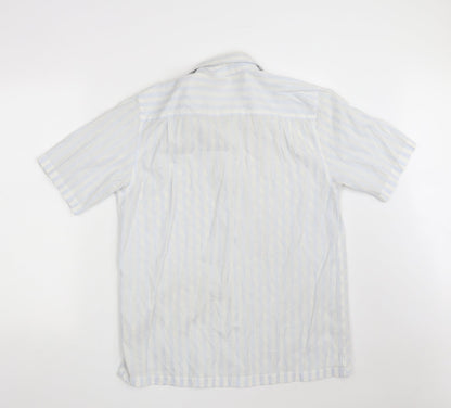 Preloved UrbanSpirit Mens White Striped Polyester  Button-Up Size L Collared Button - Back