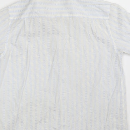 Preloved UrbanSpirit Mens White Striped Polyester  Button-Up Size L Collared Button - Label