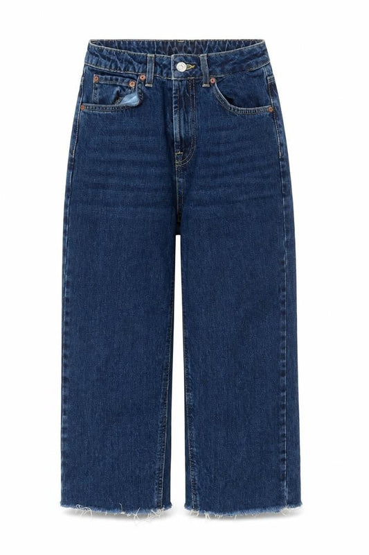 Topshop Womens Blue  Cotton Cropped Jeans Size 24 in L22 in Regular Zip