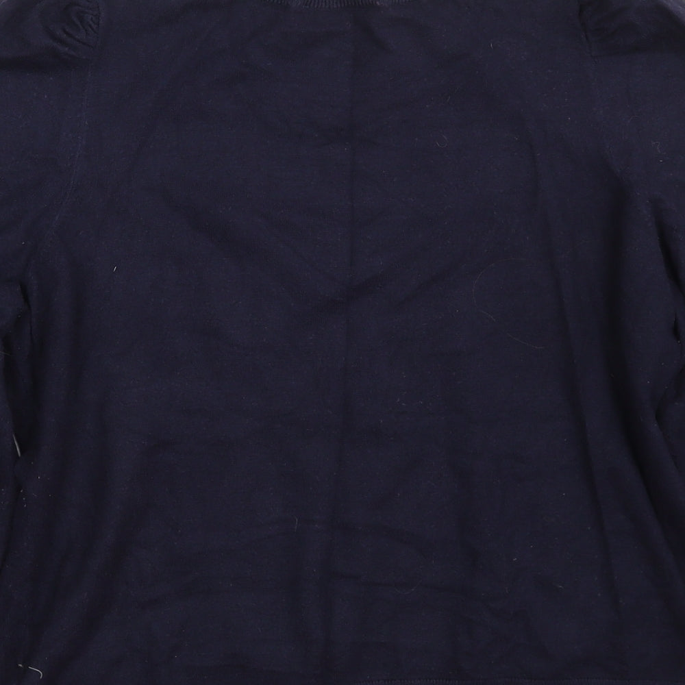 Gallery Womens Blue Round Neck  Viscose Pullover Jumper Size L