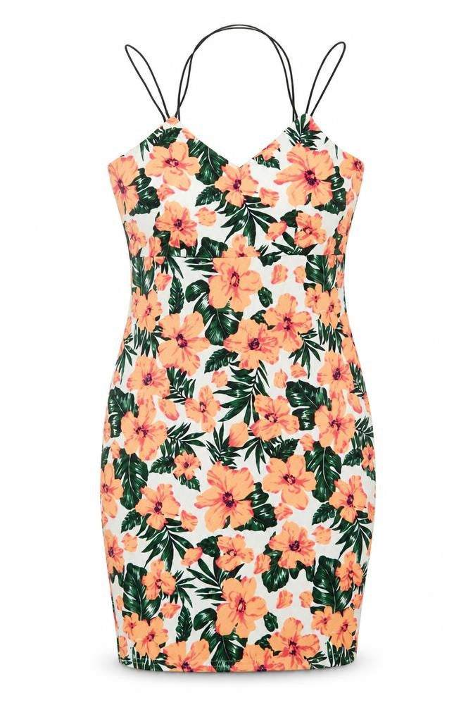 Blue Inc Womens Multicoloured Floral Polyester Bodycon  Size 12  V-Neck
