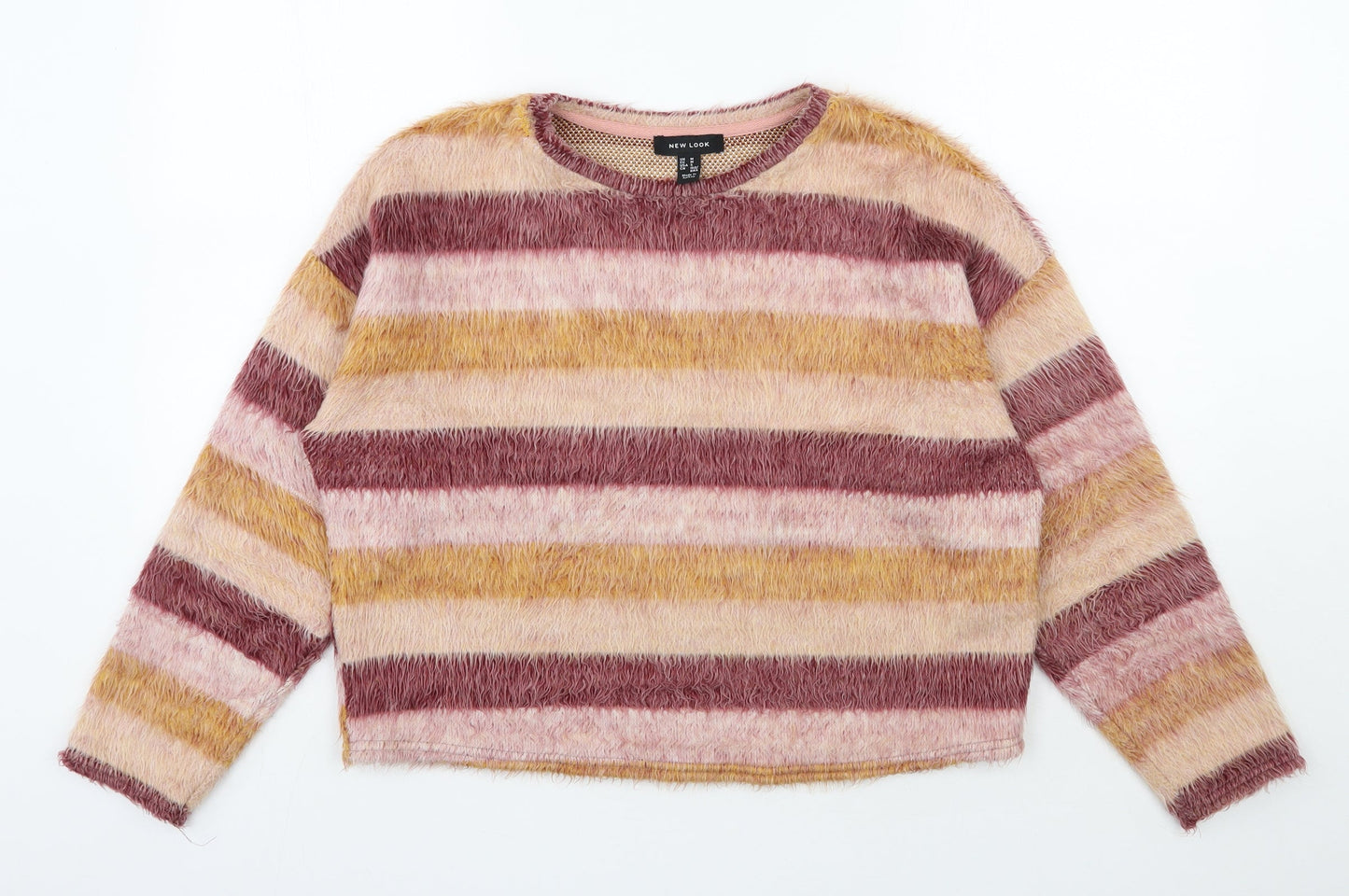New Look Womens Multicoloured Round Neck Striped Acrylic Pullover Jumper Size M