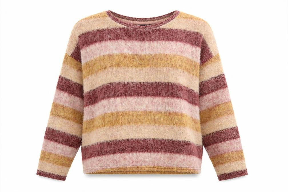 New Look Womens Multicoloured Round Neck Striped Acrylic Pullover Jumper Size M