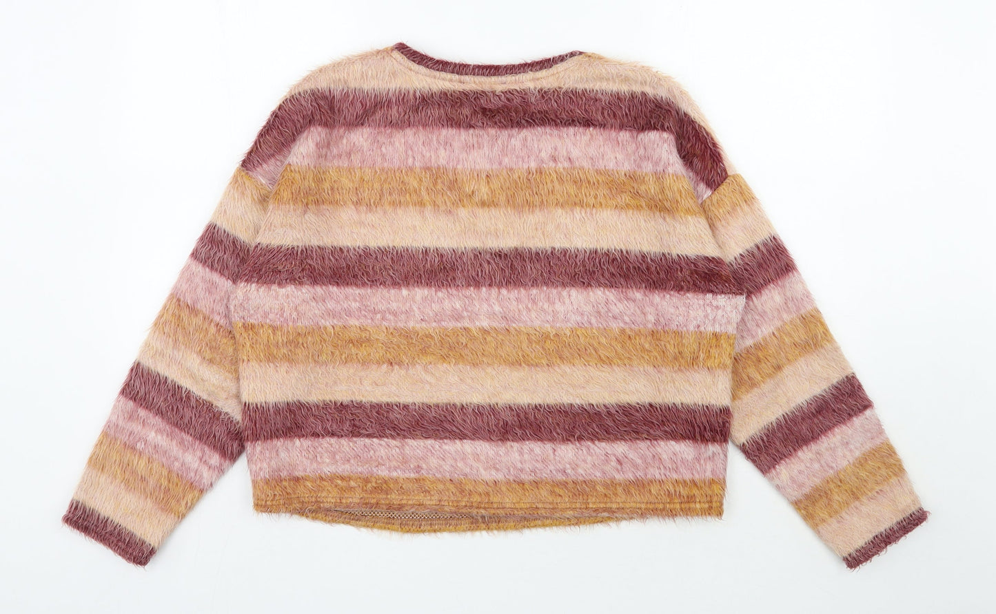 New Look Womens Multicoloured Round Neck Striped Acrylic Pullover Jumper Size M