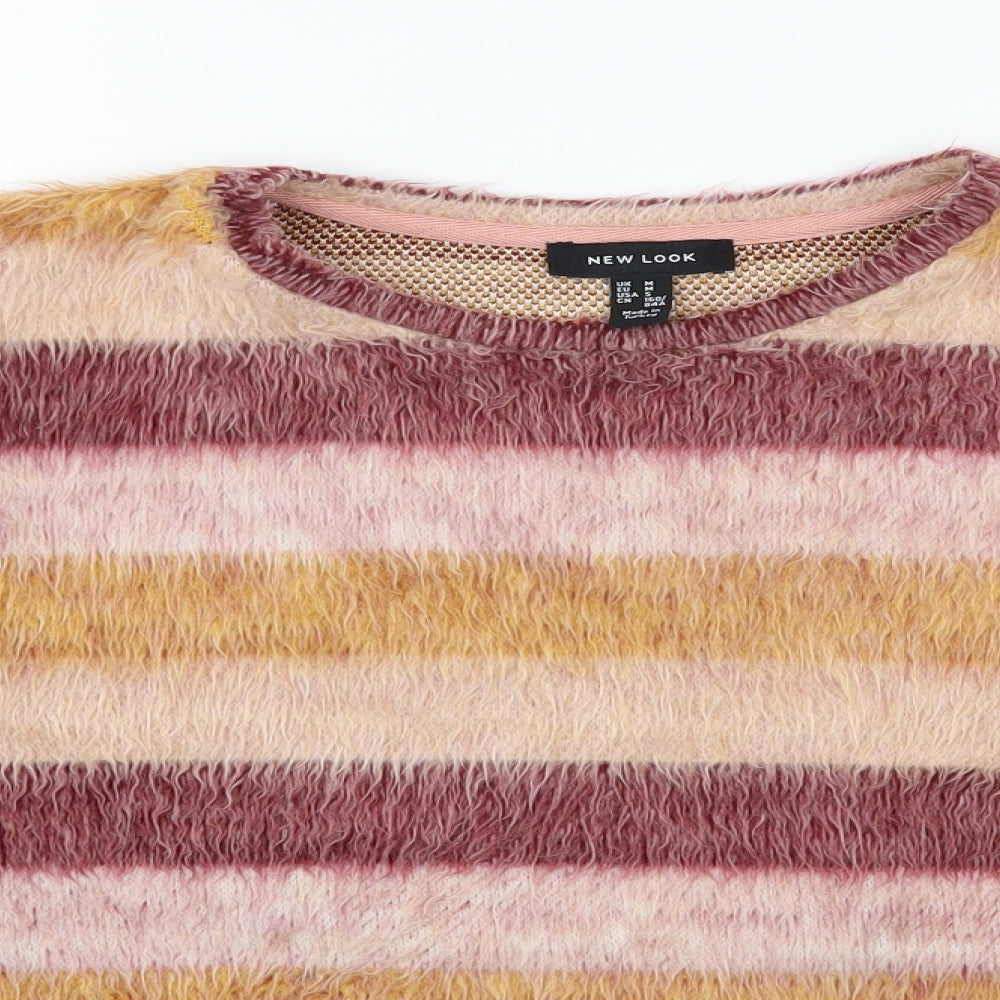 New Look Womens Multicoloured Round Neck Striped Acrylic Pullover Jumper Size M