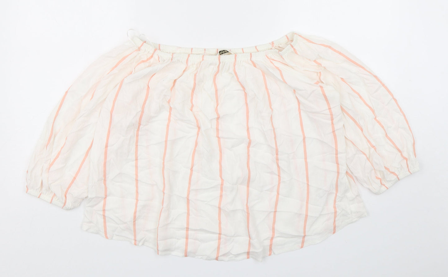 Miss Selfridge Womens Multicoloured Striped Viscose Basic Blouse Size 14 Boat Neck
