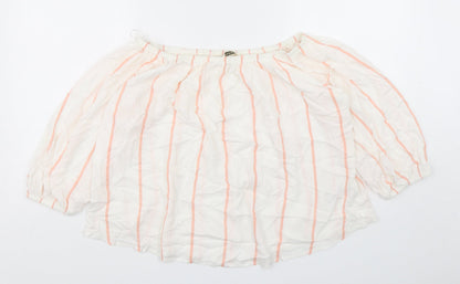 Miss Selfridge Womens Multicoloured Striped Viscose Basic Blouse Size 14 Boat Neck