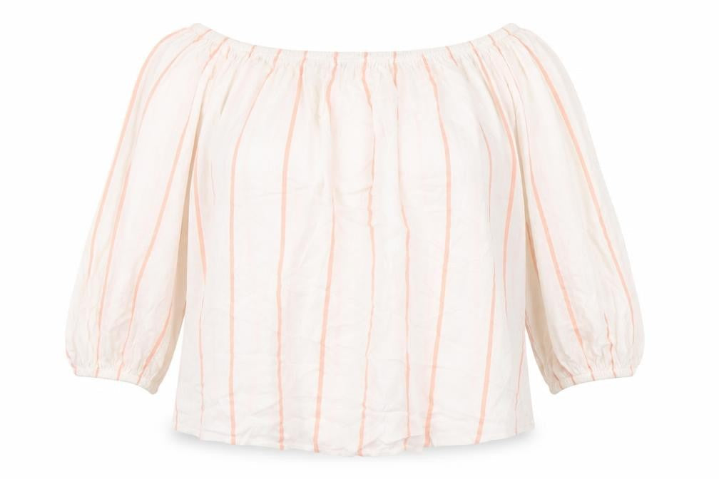 Miss Selfridge Womens Multicoloured Striped Viscose Basic Blouse Size 14 Boat Neck