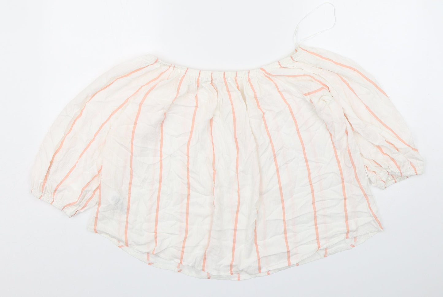 Miss Selfridge Womens Multicoloured Striped Viscose Basic Blouse Size 14 Boat Neck
