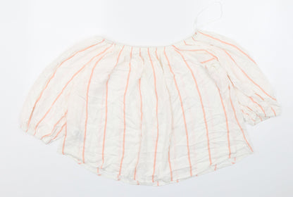 Miss Selfridge Womens Multicoloured Striped Viscose Basic Blouse Size 14 Boat Neck