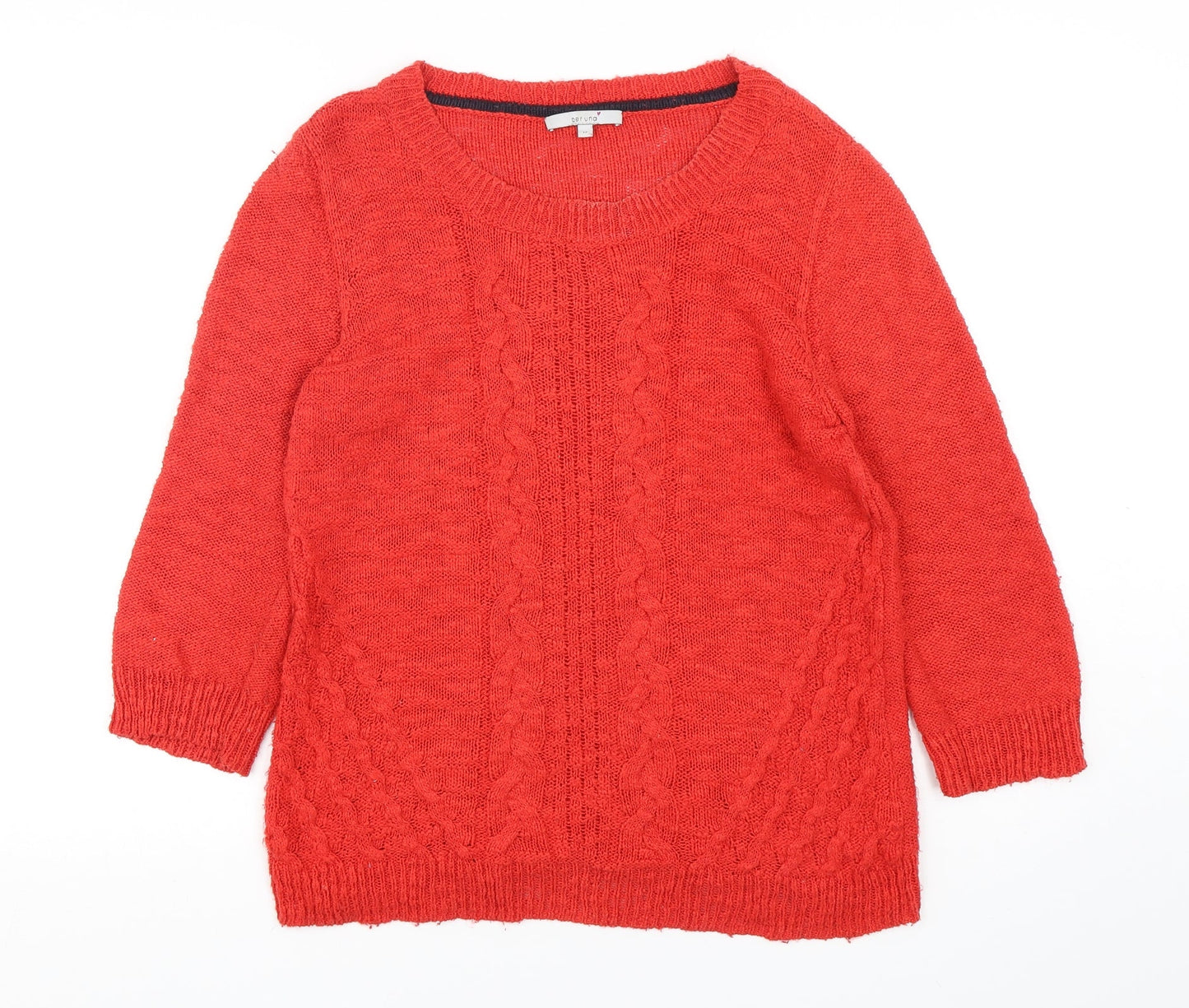 Per Una  Womens Red Round Neck  Cotton Pullover Jumper Size 12