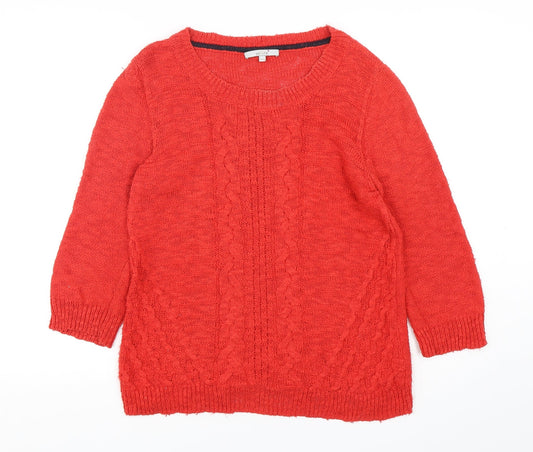 Per Una  Womens Red Round Neck  Cotton Pullover Jumper Size 12