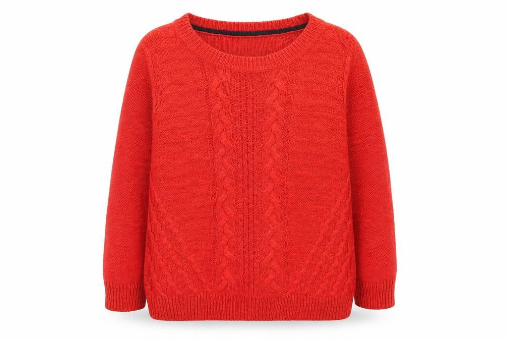 Per Una  Womens Red Round Neck  Cotton Pullover Jumper Size 12